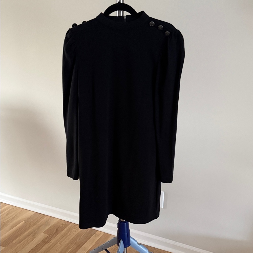 LOFT Black Long-Sleeve Shoulder-Button Dress